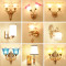 简欧壁灯床头卧室客厅现代简约创意LED美式背景墙过道楼梯酒店灯 9110-2蓝色
