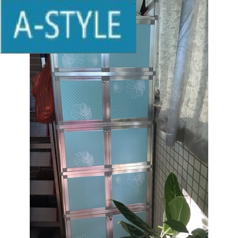 A-STYLE家装简易加厚铝合金厨房碗柜钢化橱柜阳台储物柜灶台茶水餐边柜致力 天蓝五层十门63*43*170