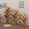 楠竹树形桌上书架置物架学生实木创意CD架简易办公室落地书柜_14 六层原色树形书架