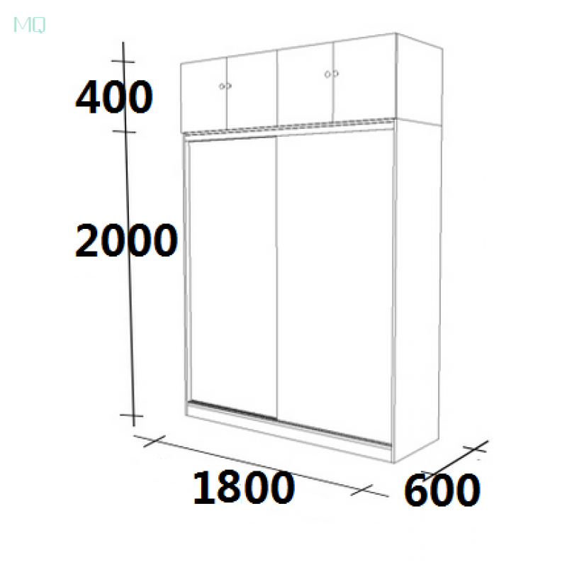 衣柜推拉简约现代实木2整体经济型移滑板式卧室组装定制宽1.6主柜+顶柜2 宽1.8主柜+顶柜