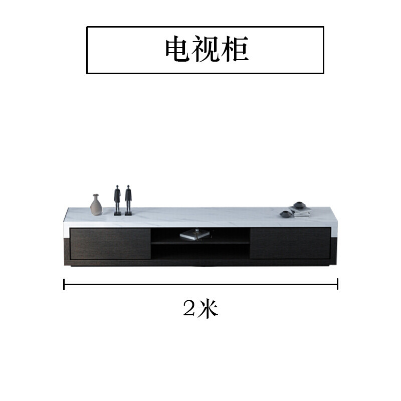 北欧理石茶几电视柜现代简约储物茶几理石电视柜地柜组合套装边柜整装 电视柜(2m)