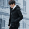 男士2018新款羽绒服男冬季加厚棉衣外套连帽短款韩版修身青少年学生外套潮 XL 717卡其