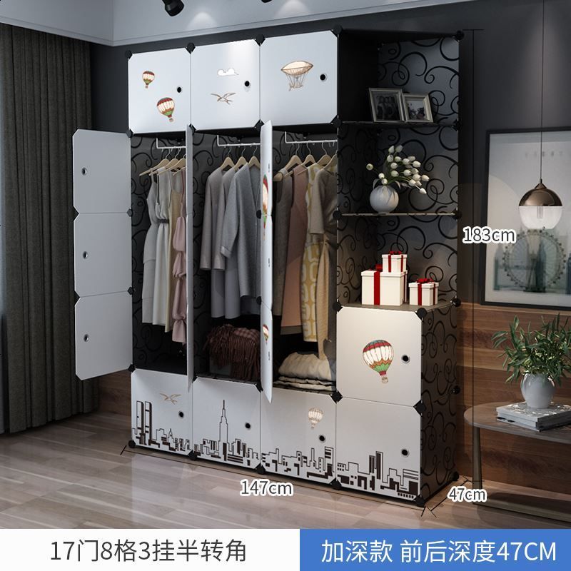 简易衣柜组装省空间卧室成人加固宿舍单人塑料衣橱简约现代经济型_242_831 【新品上市②】17_3挂