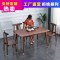 大山黑胡桃餐桌椅组合现代简约北欧实木餐桌长方形小户型家用饭桌_330_601 1.8米餐桌-方腿