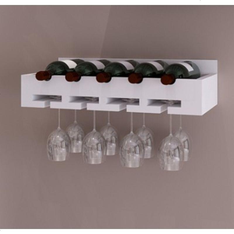 特价北欧实木红酒架创意红酒杯架装饰架杯子架壁挂搁板酒柜_55_370 典雅白色（50厘米）