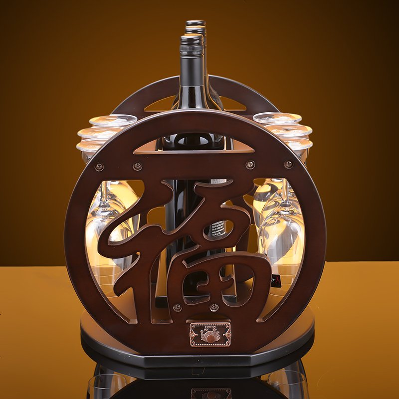全家福木制酒架红酒架创意欧式葡萄实木酒架酒杯架倒挂酒柜摆件_401_866 高端系列-全家福