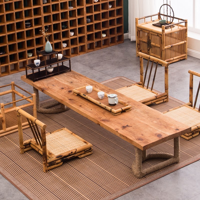 新品 老木板日式榻榻米 茶几茶桌椅炕几炕桌飘窗桌矮桌子做旧包邮_890_601 衣架_整装