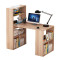 现代电脑书桌简易简约转角书架组合儿童带书架小学生学习书柜组合_320_839 F款尼亚美胡桃色