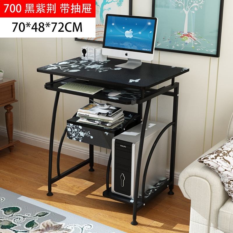 小型电脑台式桌家用简易电脑桌迷你书桌带抽屉桌小户型办公桌80cm_34_421 70CM黑花亚光面+抽屉