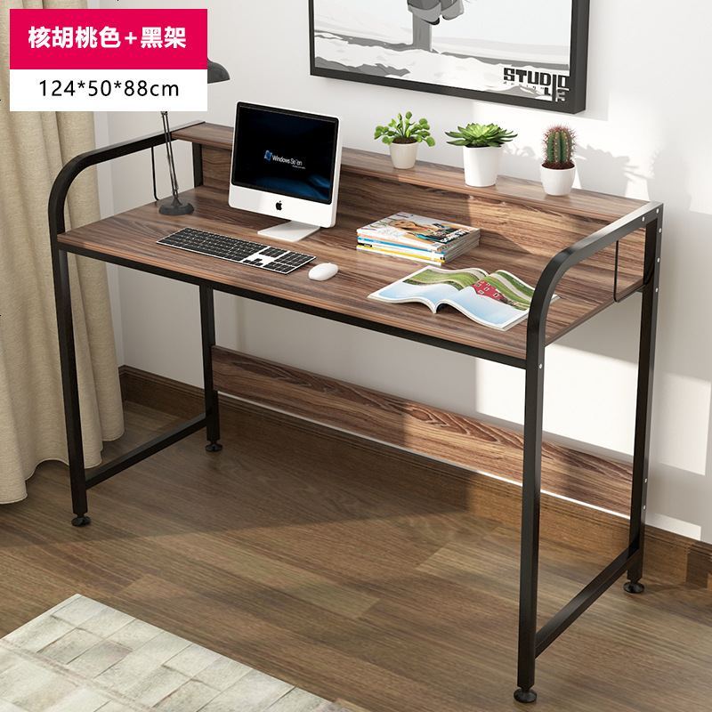 简约现代家用电脑桌台式书桌笔记本写字懒人桌经济型桌子_177_105 胡桃木色（124cm）