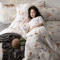 艾琳（eileen）全棉贡缎印花四件套时尚丽人亲肤 床单245*270cm被套220*240cm枕套48*74c 彩色羽毛