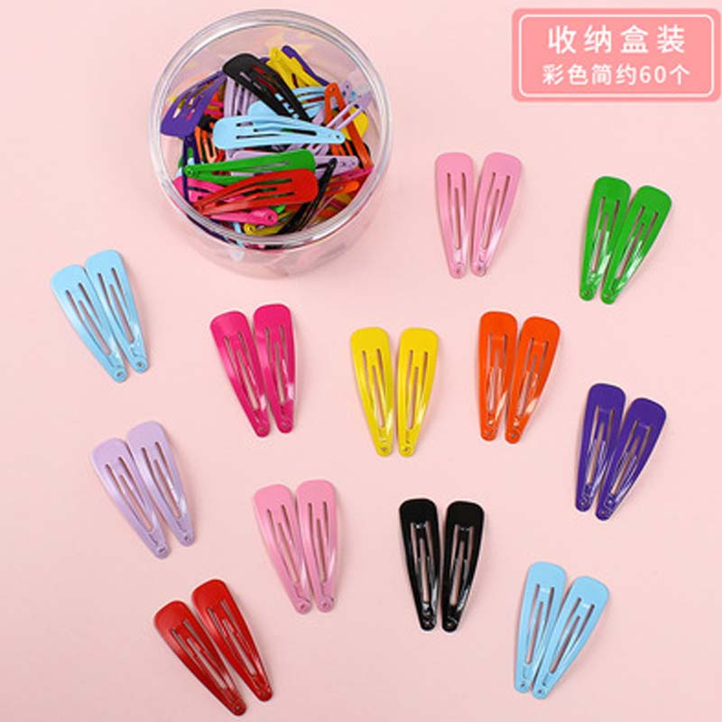 少女心发夹BB夹糖果发卡可爱彩色女童成人小卡子儿童发饰通用简约小清新发卡套装 1#彩色简约60个
