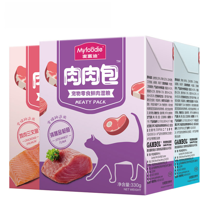 麦富迪（MYFOODIE）宠物零食鲜肉湿粮猫湿粮猫湿粮鲜肉多多混合装330g*6成猫幼猫通用