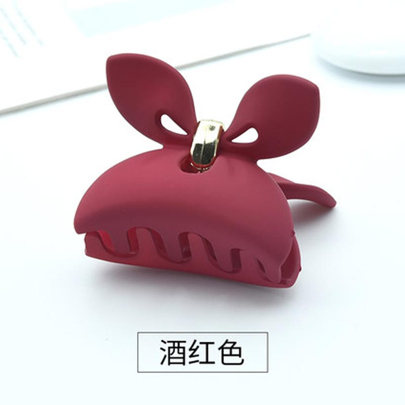 发夹头发夹子韩版抓夹头饰大号成人糖果色发卡洗澡优雅夹子盘发发饰头发 配饰 酒红色