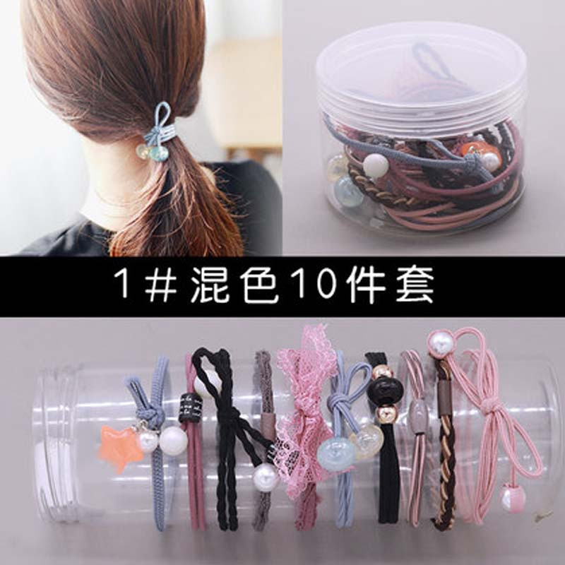 头绳韩版通用成人像皮筋皮套扎头发橡皮筋发圈发绳女绑发头花头发饰品小孩子发圈 1#混色10件套F1942g