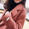 谜秀mishow毛呢大衣女春秋装2018中长款矮个子加厚呢子大衣女_13_672 S 皮粉色