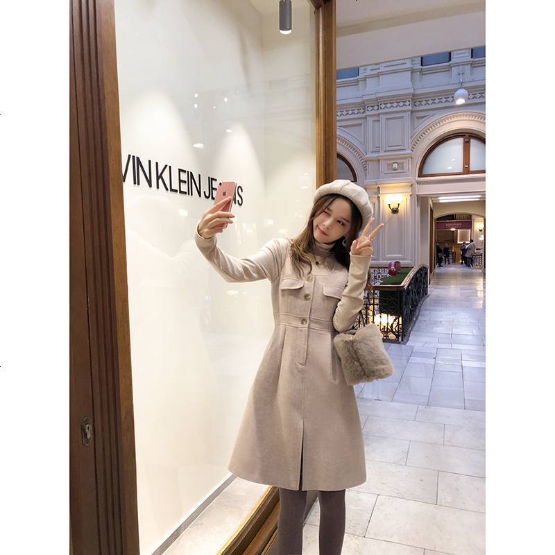谜秀背心连衣裙女2018秋冬新款韩版修身chic中长款冬季背带裙子潮_327_252 S 燕麦色