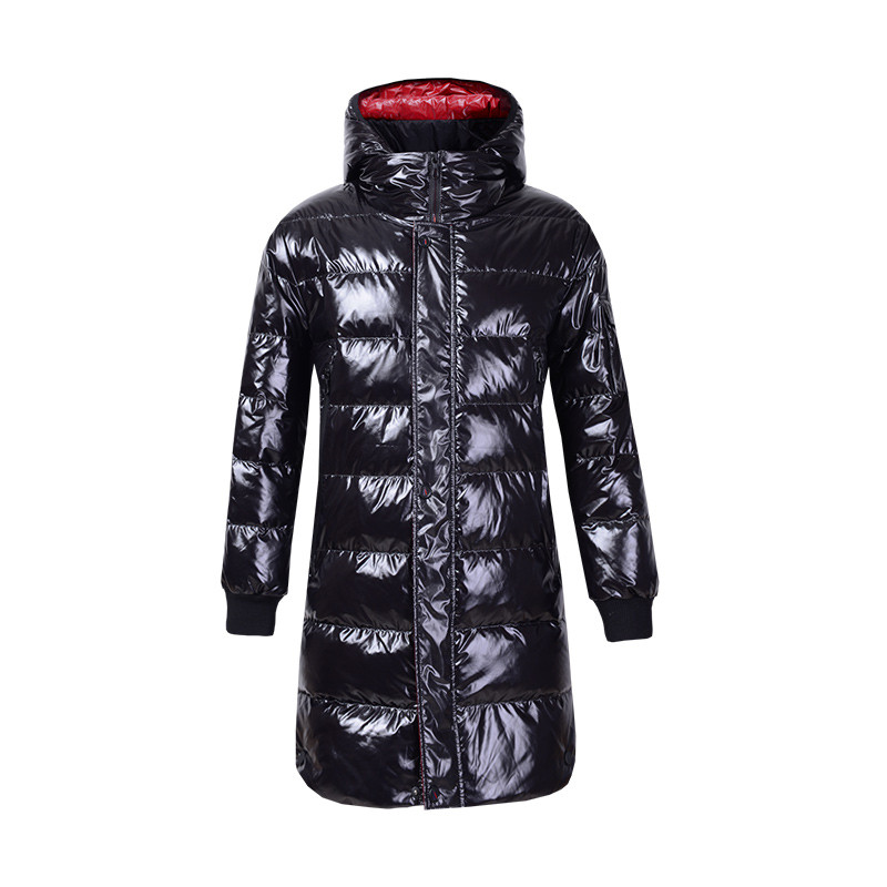GA男装2018新款冬季银色亮面羽绒服男中长款青年连帽大衣外套潮牌 XL W3银灰