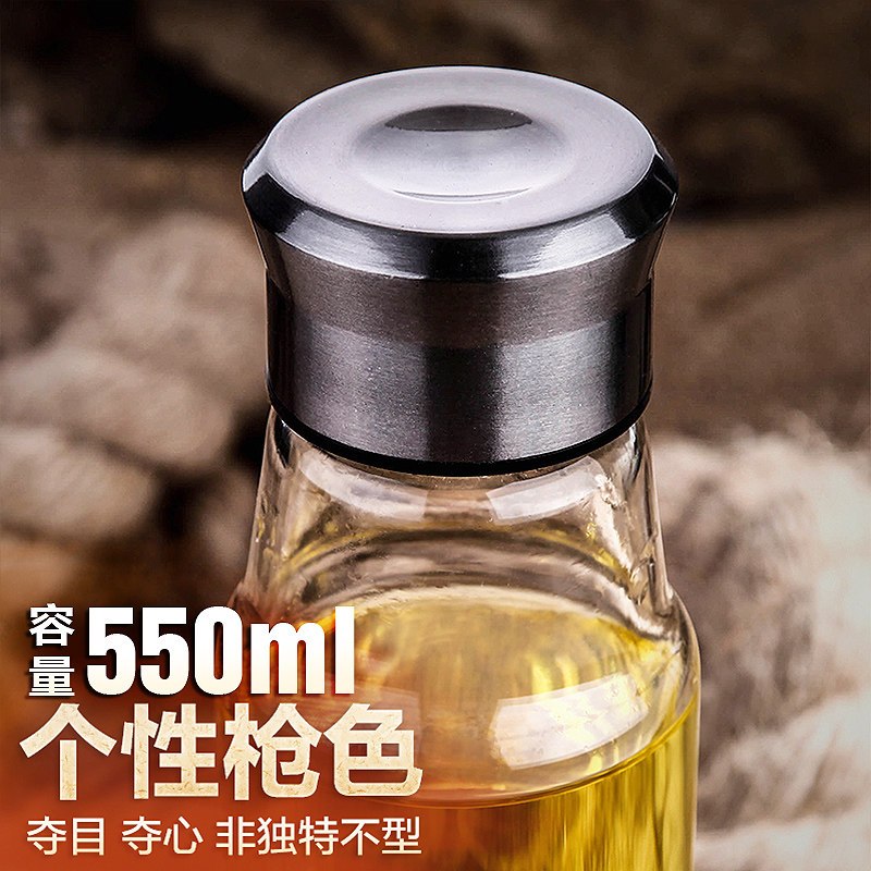 起凡骑士水瓶玻璃杯透明创意便携加厚带盖水杯耐热车载男杯子大 枪色550ml