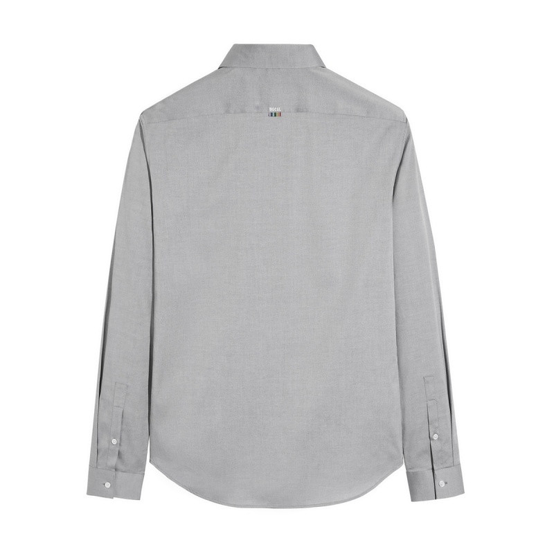 太平鸟男装春季新款男士休闲刺绣衬衫灰色简约牛津纺长袖衬衣潮 灰色