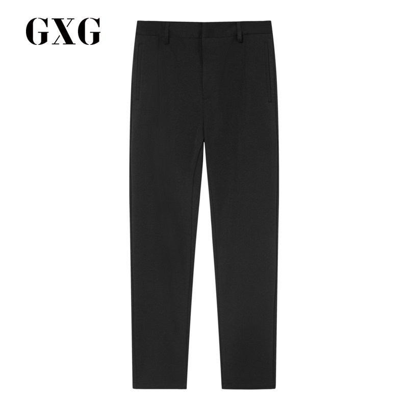 GXG男装冬季男士时尚流行简约商务休闲黑色长裤男_1 185/XXL 黑色