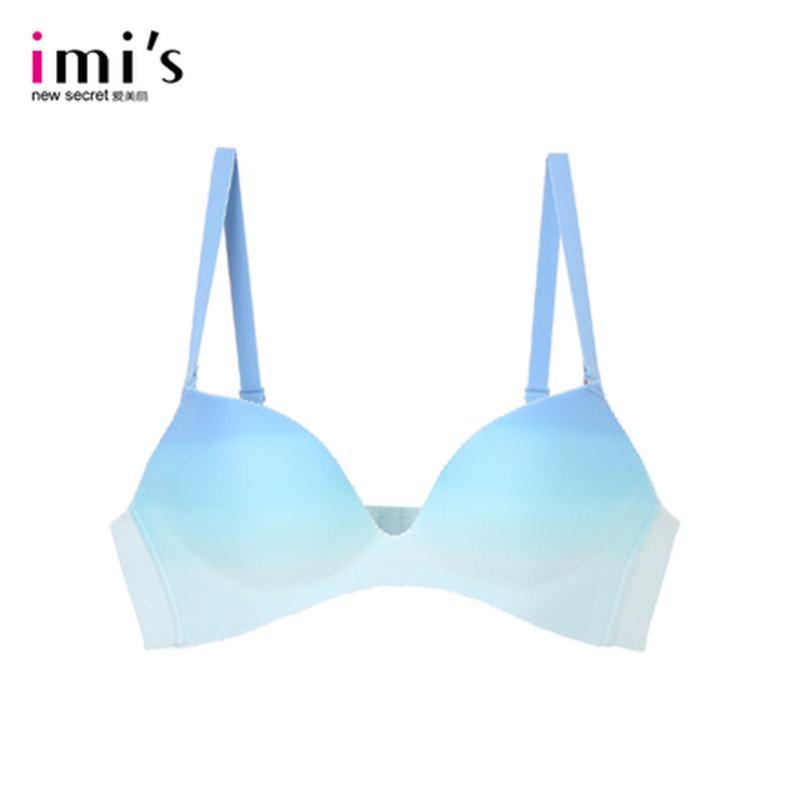 IMIS爱美丽女士内衣 收副乳有/无钢圈胸罩调整型性感聚拢上托文胸 75A 渐变蓝无钢圈