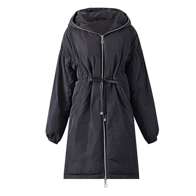 美特斯邦威羽绒服女中长款收腰外套ins火学生面服2018冬装新款 170/92A/XL 影黑