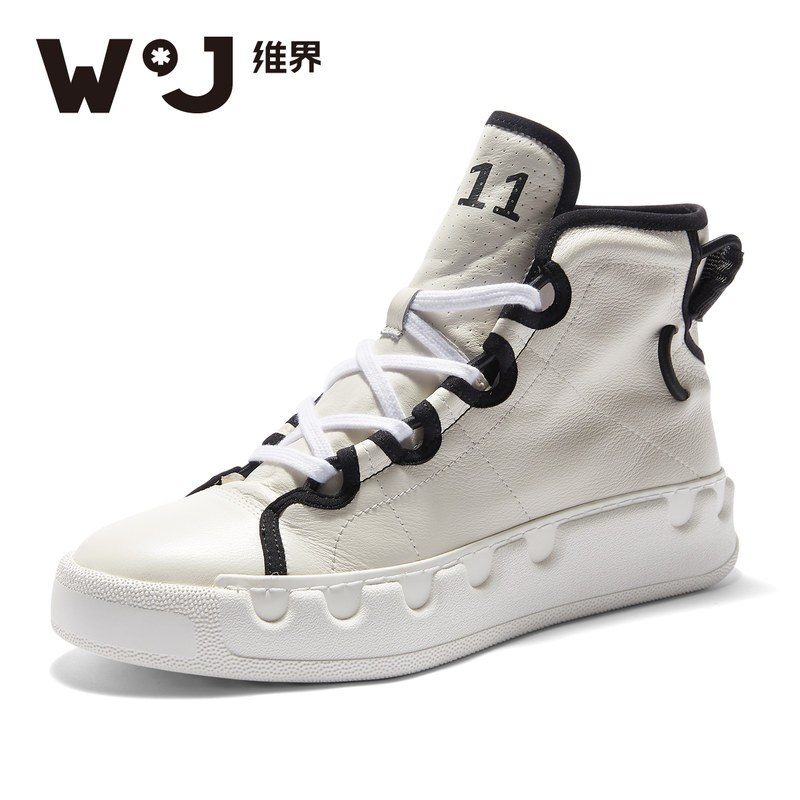 维界马丁靴男韩版潮流高帮鞋新款休闲鞋英伦时尚短靴白色运动男鞋_1 白色（预售12月31号发货） 40
