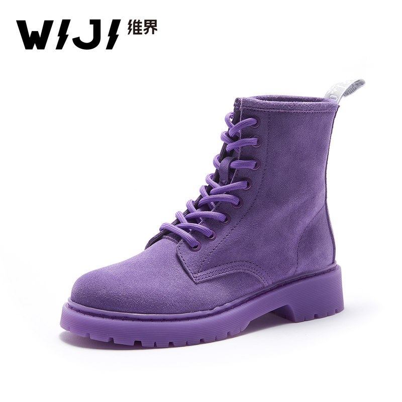 WIJI冬季新款时尚休闲马丁靴个性纯色青春潮流透气舒适气质魅力女_1 紫色 39