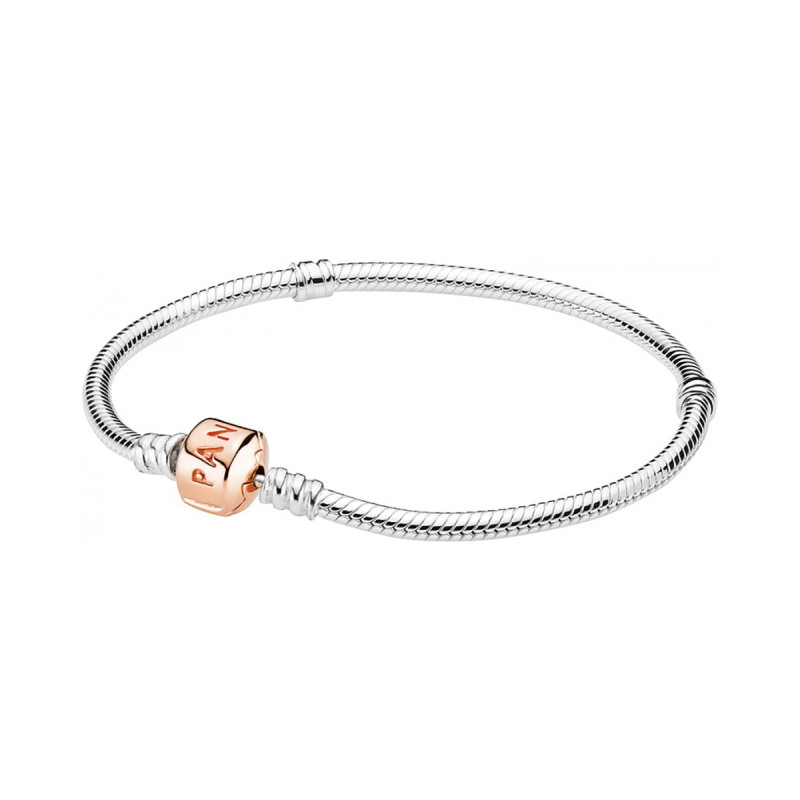 Pandora潘多拉爱心锆石扣蛇骨手链590727CZ 18CM【香港直邮】 Rose-18cm