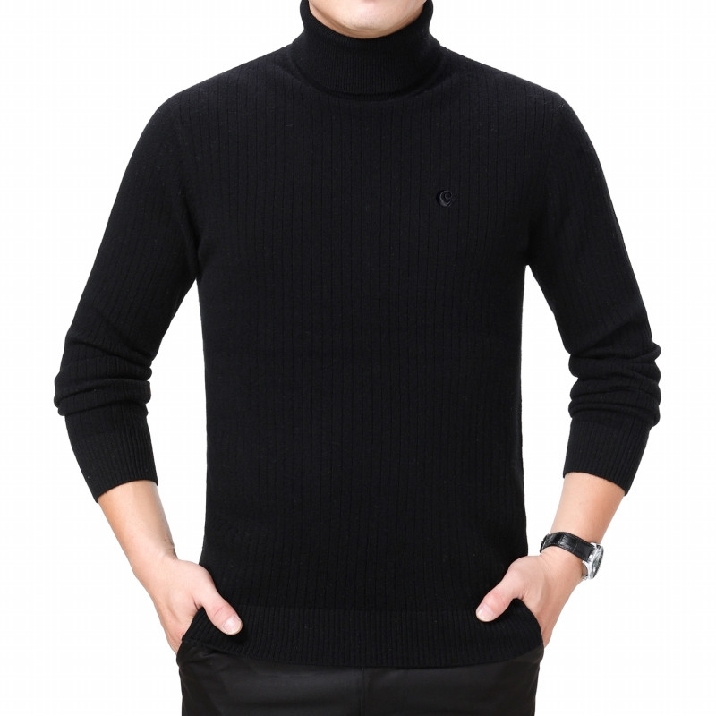 冬季加厚正品鄂尔多斯羊绒衫男100%纯山羊绒拉链半高领纯羊毛男士毛衣中年针织毛衣男高领拉链针织衫男休闲毛衣男恒源祥阿玛尼 6130黑色高领 190/104A