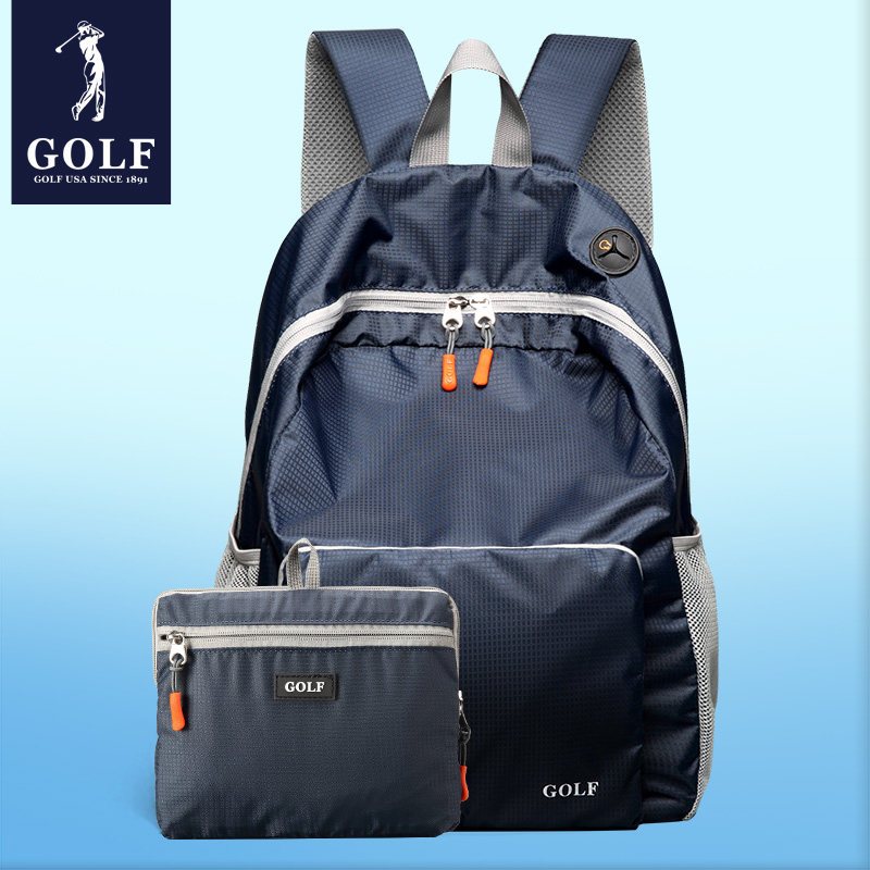 GOLF/高尔夫双肩包女男背包多色轻便携带旅行包户外包折叠包 深蓝色