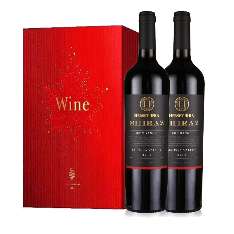 澳洲原瓶进口红酒赫西奥拉代表作干红葡萄酒750ml*2瓶 双支礼盒装