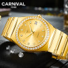嘉年华Carnival时尚水钻手表 男士全自动机械表 男表进口Miyota机芯复古金色表商务腕表轻奢8581G 钻款间金黑色面