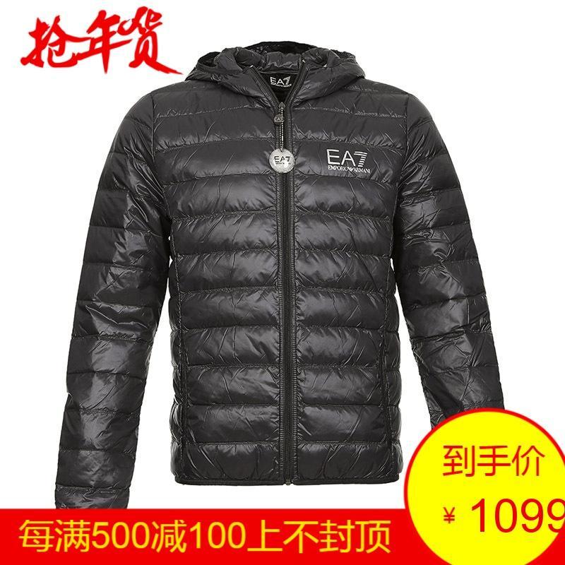 EMPORIO ARMANI EA7 阿玛尼 男士锦纶薄款连帽短款羽绒服 8NPB02 PN29Z 1200-黑色 M