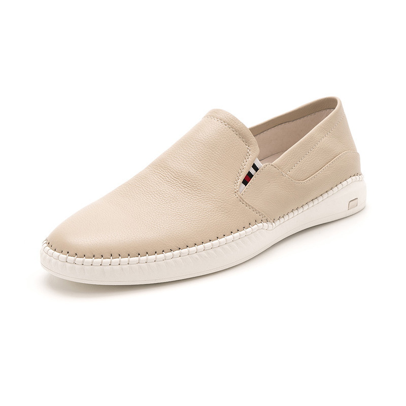 星期六(ST&SAT)男鞋2019年新品牛皮革圆头平底时尚休闲鞋SS92123231 杏色 38码