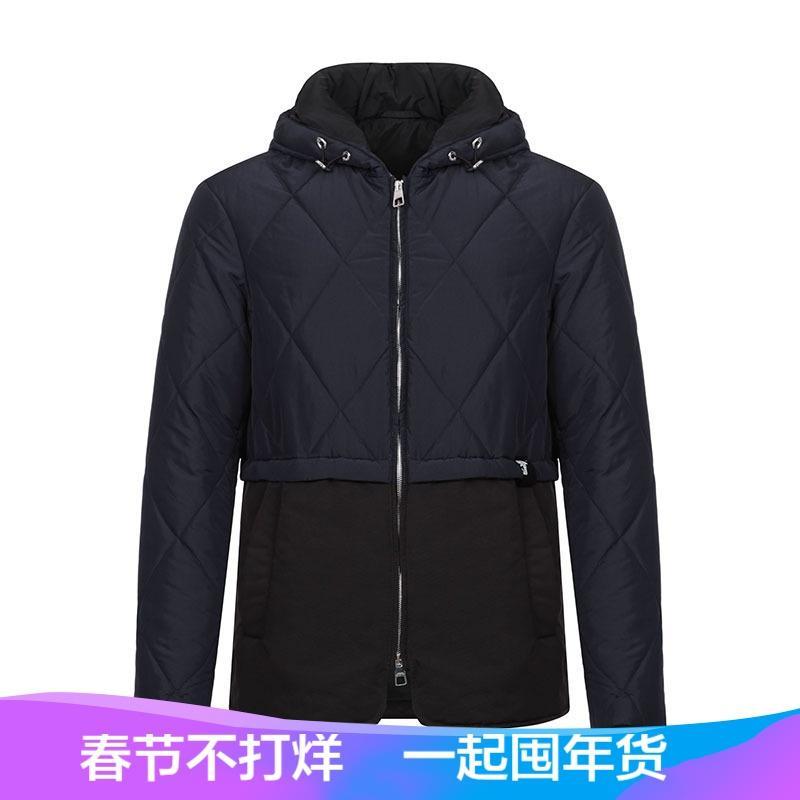 Versace Collection 范思哲 男士聚酯纤维连帽外套 V500568 VT00681 V1145-深蓝色黑色拼色 48