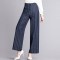 恒源祥高腰阔腿裤女春条纹九分裤2019秋韩版宽松裤子显瘦直筒西裤_1 160/68A AX1942牛仔条
