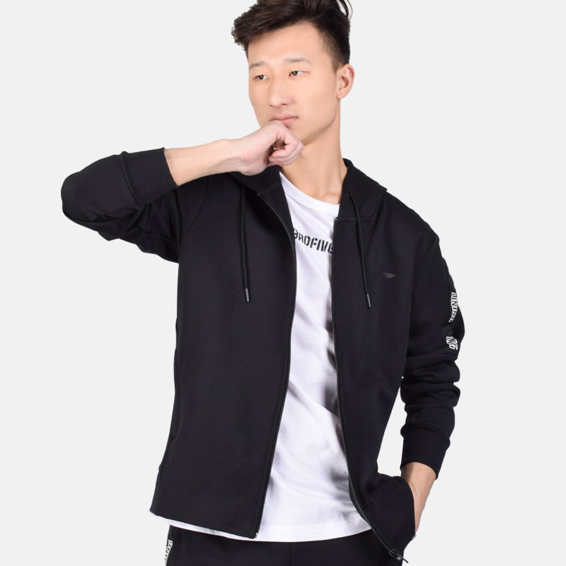 李宁(LI-NING)开衫连帽卫衣男士春季时尚潮流休闲上衣外套运动服 AWDP293-1标准黑 4XL/195