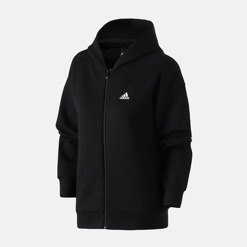 adidas女服夹克外套2019新款针织连帽休闲运动服DV0780DV0780黑色 XL 默认颜色