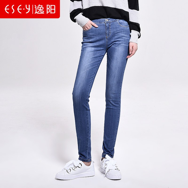 女裤春款牛仔裤女中腰弹力显瘦外穿打底牛仔铅笔小脚_1 蓝色 28/11