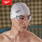 speedo速比涛泳帽硅胶涂层双层游泳帽舒适不勒头游泳帽_3 白色