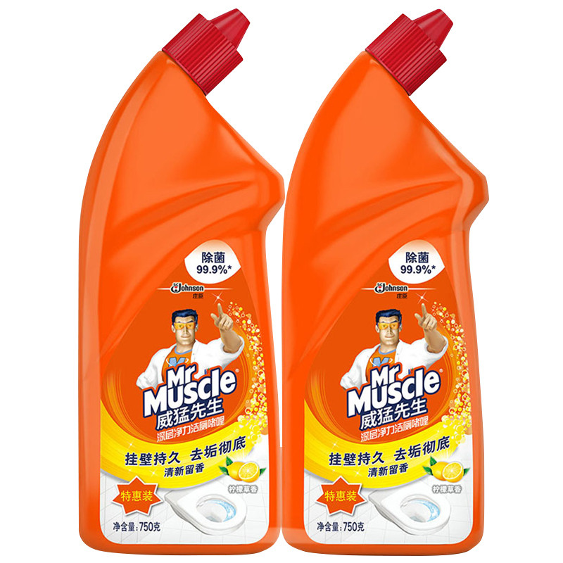 威猛先生Mr Muscle 深层净力洁厕啫喱 柠檬草香洁厕液 洁厕灵 洁厕精 除臭去味除菌 双包装750g*2