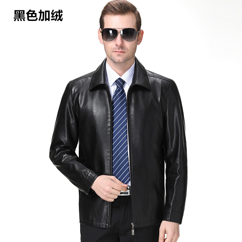 海宁真皮皮衣男山羊皮正品新款翻领皮夹克修身商务休闲头层绵羊皮秋季新款西装款真皮皮衣修身西服外套皮夹克薄 2239湖蓝单皮 180/XL