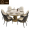 后现代轻奢大理石圆形餐桌餐椅组合简约现代旋转转盘饭桌家用 1.2米带转盘