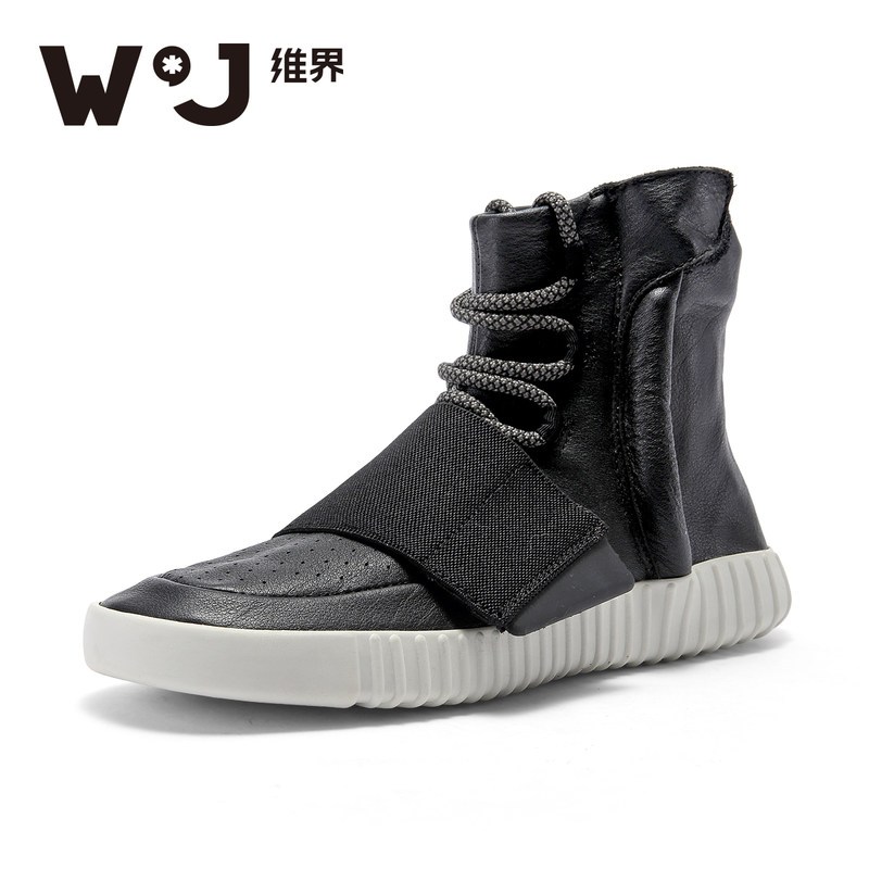 维界男士马丁靴韩版英伦风潮流高帮男鞋休闲鞋真皮短靴子皮靴冬季 黑色 42