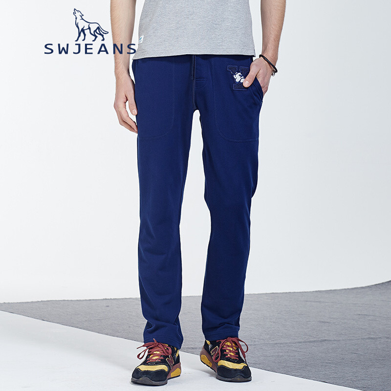 SWJEANS七匹狼青年男装新款休闲裤直筒运动裤男士裤子卫裤_1 175 藏青