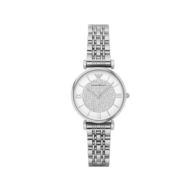 ARMANI/阿玛尼正品女表镶钻时尚石英表简约钢带手表女AR1925 白面钢带