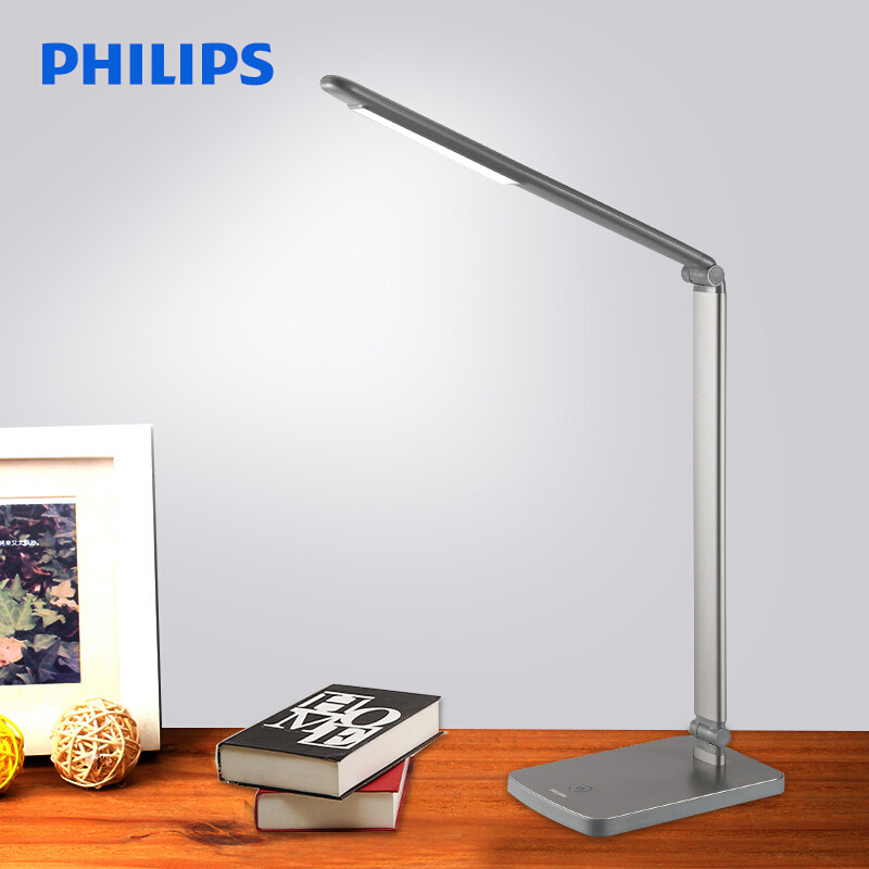 飞利浦 (PHILIPS) LED台灯 护眼工作学习卧室床头灯 四档按键调光 白色晶胜升级版