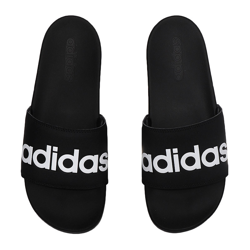 【自营】adidas阿迪达斯男子拖鞋一字拖沙滩拖休闲运动鞋B42207 B422071号黑色+亮白 40.5码